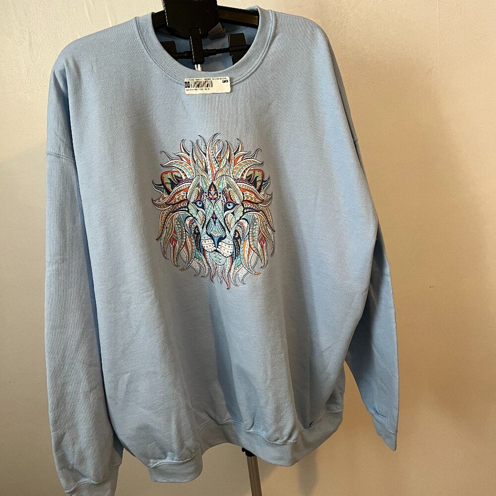 Gildan Big Tall Men or Unisex 5XL Sweatshirt Color Blue with 80FOR logo
